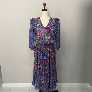 VTG 80's Jayme Papell Colorful Dress Size Medium